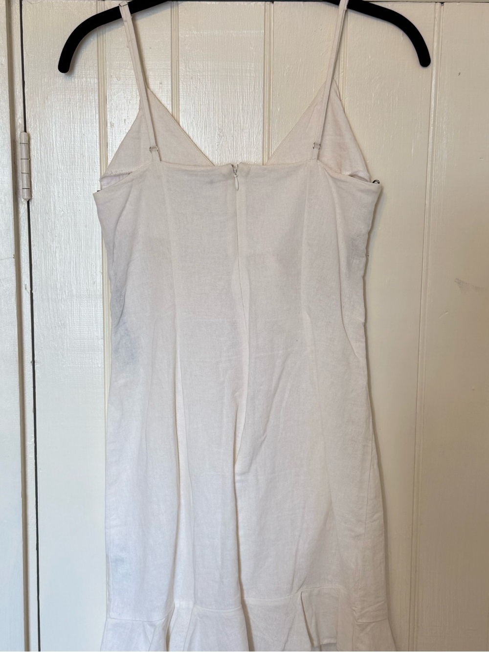 White Linen Ruffle Slip Dress - Picture 3 of 4